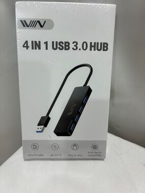 Acer Black 4-in-1 USB 3.0 Hub with Blue Ports NWT